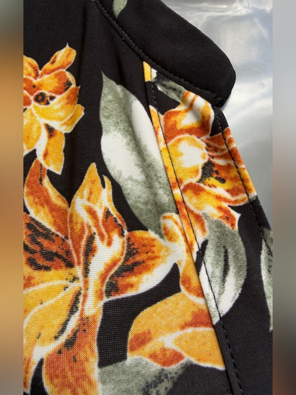 🖤🧡 Lily Morgan Black Orange Floral Sleeveless Tunic Top | Size S - Picture 8 of 11